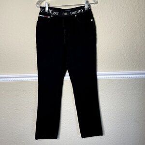 VTG Tommy Jeans Women's Tapered Fit Size 5 Black Spell Out Waist Band Y2K